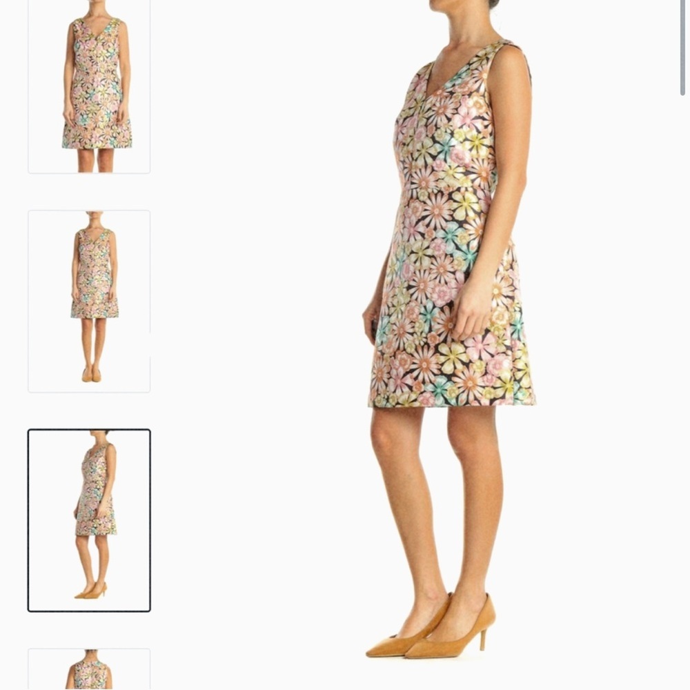 Banana Republic Brocade Iridescent multicolor Floral Dress with Pockets - Picture 8 of 17